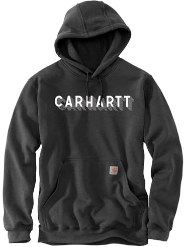 Carhartt Rain Defender Herren-Sweatshirt, lockere Passform, mittelschwer, Logo-Grafik, Anthrazit meliert, Medium