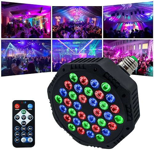 Indmird 36 Par LED Lampe de Scène, Projecteurs RGB avec Télécommande Lumières LED de Scène avec 7 modes d'éclairage pour DJ Disco Bars, DJ, Concerts, Halloween, Noël