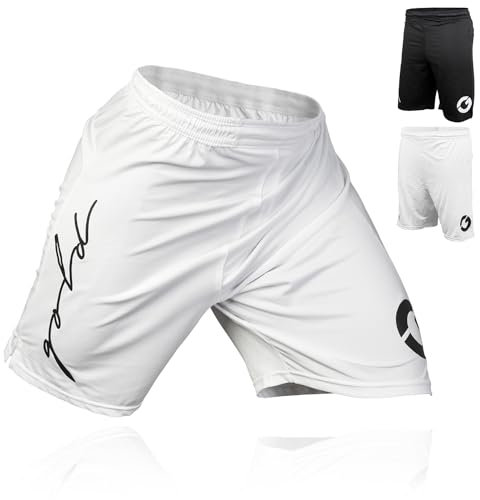 Gold BJJ Jiu Jitsu-Shorts, IBJJF-zugelassen, keine Gi-Kampf-Shorts, für Grappling, MMA, Ringen, Muay Thai und Boxen, Weiss/opulenter Garten, Klein