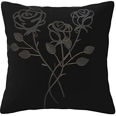 FRGMNT Dekokissen mit Rosenmotiv, Metall, 45,7 x 45,7 cm, für Wohnzimmer, Schlafzimmer, Sofa, Couch, Outdoor-Kissenbezüge