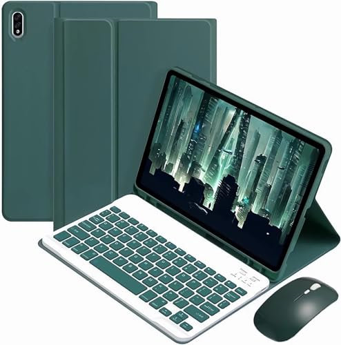 CLALOC Funda con Teclado para Samsung Galaxy Tab A7 2020 De 10,4 Pulgadas Y Soporte Incorporado para S Pen -Smart Cover Delgada con Teclado Bluetooth Desmontable para Galaxy Tab A7 2020,Dark Green