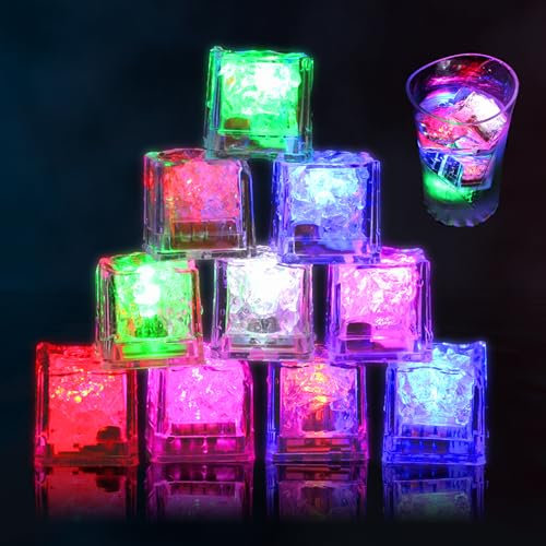 Funmo LED Eiswürfel für Getränke,leuchtende Eiswürfel, LED-Eiswürfel-Lichter,Led Ice Cubes Bad,Bunt leuchtende LED Eiswürfel,Baby Badespielzeug,LED Glühen Licht Leuchten Eiswürfel Wiederverwendbar