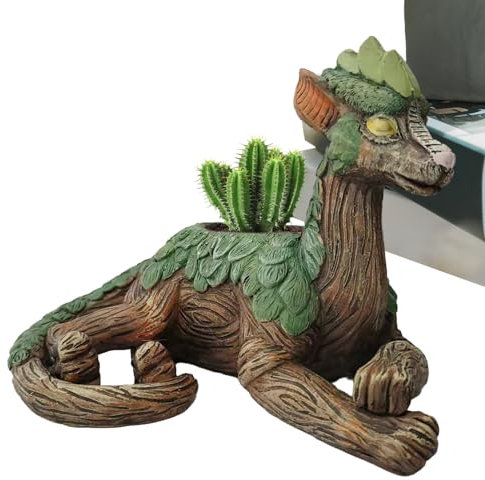 Garten-Wächterstatue – Chinesische Drachen-Skulptur Sukkulenten-Gartenfiguren, Sukkulenten-Übertopf, kreatives Kunstharz-Handwerk, Desktop-Ornamente für Hof, Terrasse, Topfpflanzen
