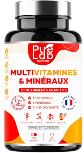 Multivitamines & Minéraux | 30 Nutriments Bioactifs | 90 Gélules Vegan | Immunité, Tonus & Antioxydant | Cure 45 Jours | Dosage Optimal | Fabriqué en France