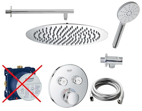 vanvilla Duschset mit Unterputz Armatur Grohe SmartControl Thermostat und vanvilla Regenduschkopf rund, Dusch-SET G06-ob poliert