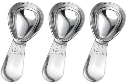3 Piezas Cuchara para Café, Cuchara Medidora para CafÉ Molido, Cucharas de Café de Acero Inoxidable con Asas Cortas, para Café, Leche en Polvo, Fruta en Polvo(15ML)