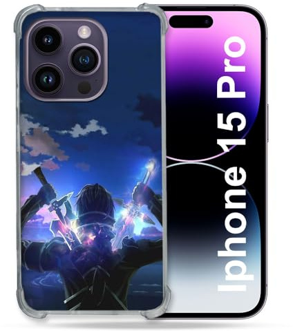 Cokitec Verstärkte Schutzhülle für iPhone 15 Pro (6,1 Zoll), Manga SAO Sword Art Online Epee