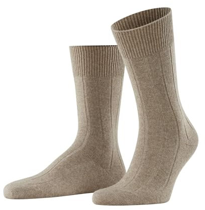 FALKE Herren Socken Lhasa Rib M So Wolle Kaschmir einfarbig 1 Paar, Braun Nutmeg Melange 5410, 43-46