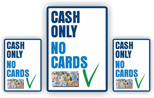 Cash only No Cards Kassenaufkleber Set 3 Stück