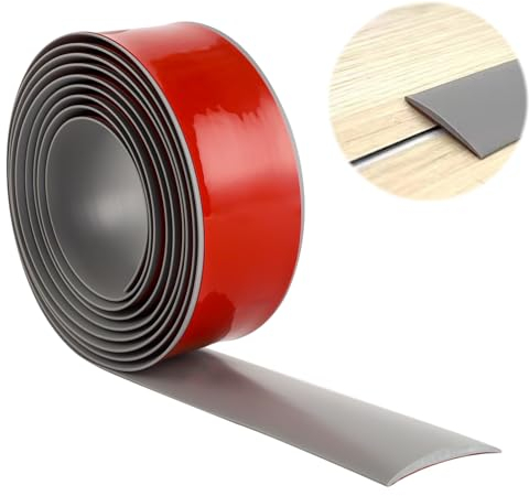 Bubuny Übergangsprofil Selbstklebend, Übergangsschiene Selbstklebend, Übergangsleiste Vinyl 3m*5cm, Übergangs für Fußböden, Ungelochte Grau Vinyl Abdeckleisten, Türschwelle Zum Kleben
