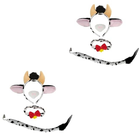Carnavalife 4 Piezas de Conjunto de Disfraz Vaca adulto unisex, Disfraz Vaca hombre lechero, diadema de vaca niño, talla universal, halloween carnaval (2)