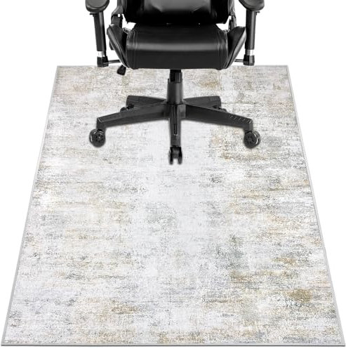 Capslpad Office Chair Mats for Hardwood Floor 90x120cm Non-Slip Modern Abstract Home Multi Purpose Chair Mat Low Pile Floor Protectors Computer Chair Carpet Mat for Tile Laminate Rolling Chair, Beige