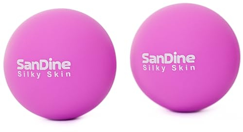 Lacrosse Massage Balls for Deep Tissue - Release Tension, Relieve Muscle Pain Back, Shoulders, Neck - Ideal for Myofascial Release Trigger Point Therapy - Firm Yoga Balls - 2Pack by Sandine (Purple)