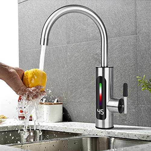 Rubinetto Elettrico Acqua Calda 3000 W, Rubinetto Lavello Cucina Riscaldamento Elettrico Senza Serbatoio Rubinetto Acqua Calda Elettrico Istantaneo Senza Serbatoio per Lavello Cucina/Bagno