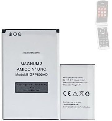 HIGHAKKU Batteria di ricambio BigFP800AD compatibile con BRONDI Magnum 3 Amico N3 BRONDI Amico N.1 Amico N UNOBL-11AT