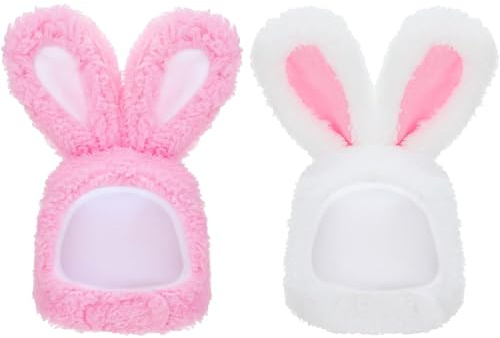 Xrten Haustier Kaninchen Ohr Hut,Haustier Hut mit Hasenohren 2St,Katze Hasenohren Entzückendes für Katzen-Accessoires für Alltag und Party,Lustige Mütze für Katzen Hunde Partykostüm Foto Prop Zubehör
