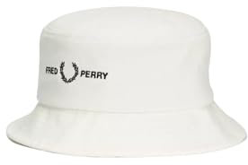 Fred Perry HW4631 Fischerhut für Herren und Damen, Unisex, mit Markenlogo aus Twill, Schneeweiß, Größe M, schneeweiß, M