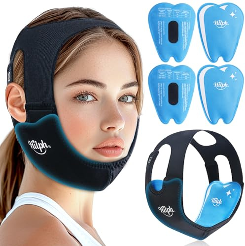 Hilph 3D Weisheitszahn Kühlkompresse Kühlpads Gesicht für Frauen und Kinder (4x), Kühlpads Weisheitszähne Nähen Kiefer Eisbeutel mit Ohr Ausschnitte für Gesicht Oralchirurgie Schmerzlinderung