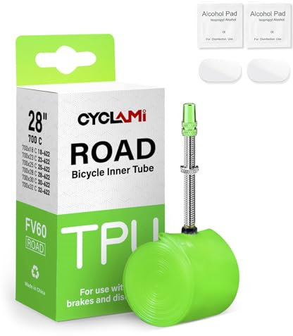 CYCLAMI 1/2er-Pack TPU Schlauch Rennrad 28 für 700 x 23/25/28/30/32c,Ultraleichter 38g TPU-Fahrradschlauch,Metallventil FV:45/60/85MM (1P-FV:60MM)
