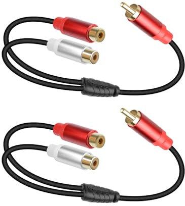YANBORONSN RCA Y Splitter, RCA 1 Stecker auf 2 Buchsen Audiokabel, für TVs, DVD/Blu-ray Player, Verstärker und andere Geräte 30CM(2Pack)