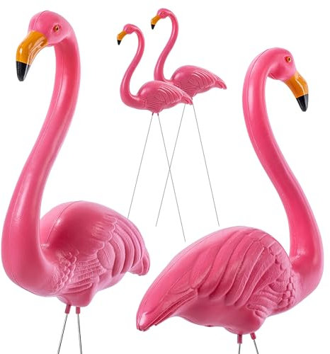 KADAX Lot de 2 figurines de flamant rose de jardin de 83 cm - Flamant rose - Piquet de jardin en plastique - Figurine de jardin - Oiseau exotique - Figurine de bassin rose - Décoration de jardin pour