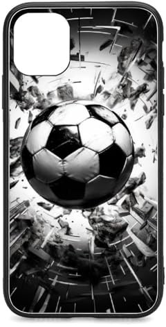 CRIVOTA Hülle Für iPhone 11 - Ganz Neues Fußball-Design, Glas-Rückseite + TPU, Natürliches Gefühl, Perfekte Passform, Militärstandard Getestet, Handyhüllen Für Männer Frauen