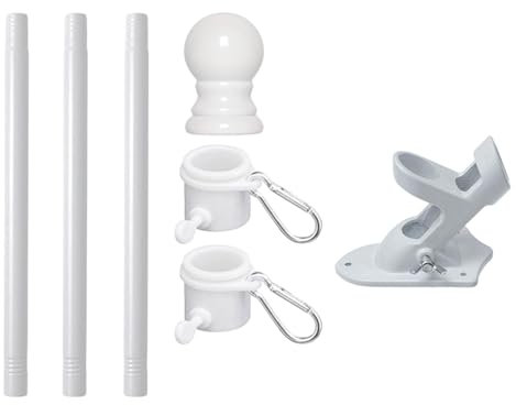 JISADER Flags - KIT, Topper Home Flage Pole Halter rotierende Ringe mit Berghalterung für dekorative Flaggen Garage, Weiß