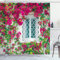 OCEUMACO Garden Shower Curtain Outdoor for Wet Room Outside Extra Wide Fabric 3D Window Red Flower Green Picture Scene Bathroom Bath Curtains 240 x 200 cm Anti Mould Waterproof with Hooks