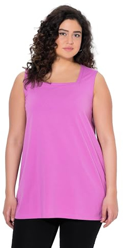 Ulla Popken Damen große Größen Übergrößen Plus Size Longtop, Classic Fit, Carré-Ausschnitt, ärmellos kühles pink 50+ 807310807-50+