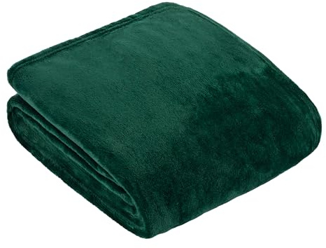 furn. Harrow Fleece Überwurf – seidig weiche leichte Flanelldecke für Bett oder Sofa (Smaragdgrün – 140x180cm), Smaragd