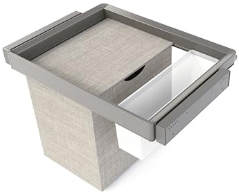 Emuca - Satz aus Hilfstablett, Wäschekorb und ahmen für Schrank Quartz, mit Soft-Close- und Vollauszugsschienen, Modul 70 cm, Titan-Oberfläche