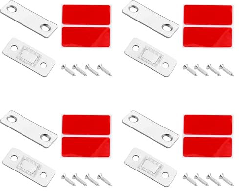 Aimant Porte Placard Loquet Magnetique 2 Pièces Ultra Mince Loqueteaux Magnétiques en Métal à Coller Aimant Fermeture Adhésif Aimant Puissant pour Porte Coulissante Tiroirs Fenêtres Armoire Armoires