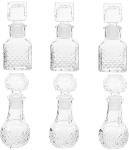 Ipetboom Lot de 6 Carafons à Vin en Verre Transparent 50 Ml, Aérateur, Accessoires pour Whisky, Bouteilles Décoratives Compactes pour Dégustation et Conservation des Spiritueux