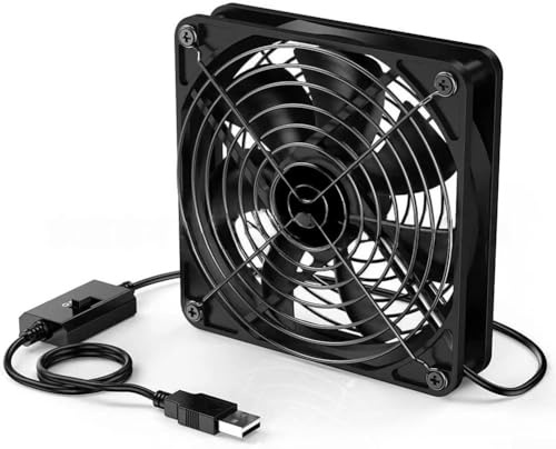 USB Ventilator Mit Digitaler Temperaturanzeige Einstellbare Geschwindigkeiten Präzises Thermostat Für PC Laptop Konsole Schwarz Kompakt Sicheres Design 8x8cm 12x12x2 5cm Für Zuhause Büro(120mm)