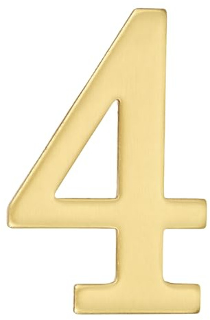 sourcing map House Numbers for Outside, 2.76 Inch Self Adhesive Brass Mailbox Decor Number Stickers for Apartment Office Hotel Room Door Signs(Number 4)