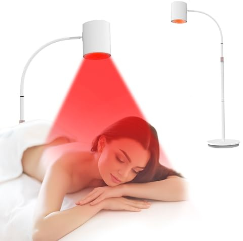 Relhafethy Floor Rotlichtlampe, 660nm&850nm&940nm Infrarotlampe COB Chip-Design, mit 10/20/30 Mins Timer, Winkel Einstellbar, 5 Helligkeitsstufen, 20W Red Lights für Büro/Zuhause