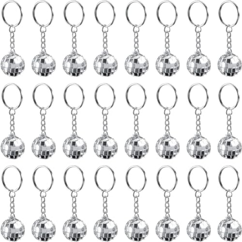 Yarryuter 24er-Pack Mini-Diskokugel-Schlüsselanhänger, Last Disco Bachelorette, Retro-Schlüsselanhänger im 60er- und 70er-Jahre-Stil für Partygeschenke