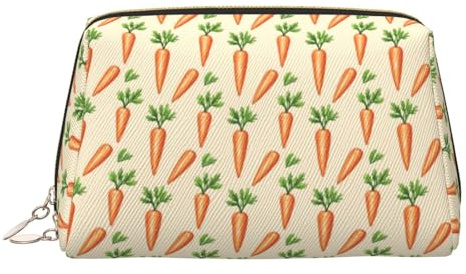 Nevjipu Grande trousse de maquillage de voyage – Trousse de toilette en cuir PVC avec imprimé carottes mignonnes pour femme avec fermeture éclair, pochette portable résistante à l'eau, trousse de