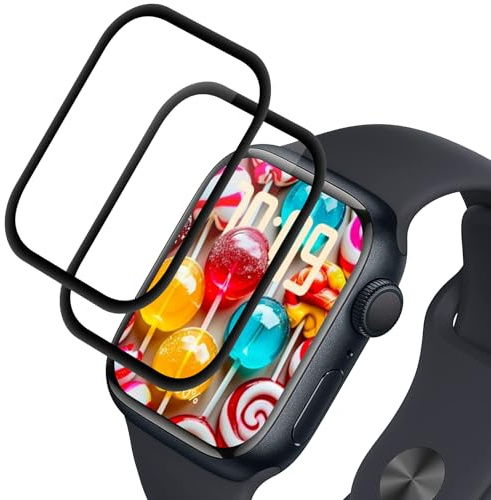 Elecshion 2 Pezzi Vetro Temperato per Apple Watch Series 7/8/9 41mm, schermo protettivo, Ultra HD, Senza Bolle, Anti-Graffio, Alta Trasparente, glas