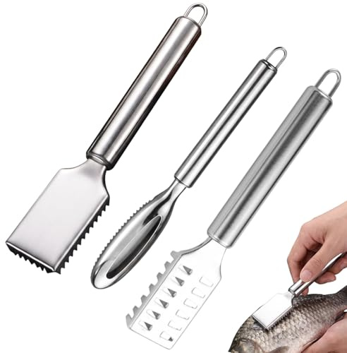 3 PCS Fish Scale Remover, Fish Descaler Tool Set of Three, Efficient Fish Scaler for Various Fish Types