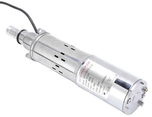 FTVOGUE Bomba de Agua Sumergible Solar Bomba de Pozo Profundo de Acero Inoxidable 340W Salida de 25 Mm Cabezal de 60 M 1,5 M3h para Paisajismo Riego de Jardines Transferencia de Agua Doméstica