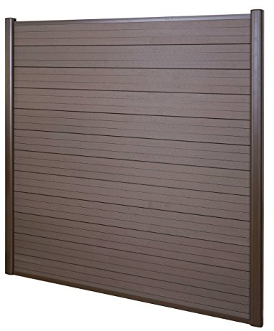 Mendler WPC-Sichtschutz Sarthe, Windschutz Zaun, Alu-Pfosten Basiselement, 1,90m - braun