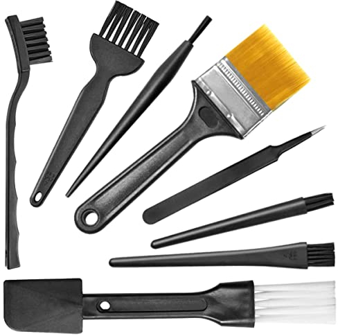 Juego de 8 cepillos pequeños portátiles antiestáticos de Nailon para electrónica, Teclado de computadora, portátil, Juego de cepillos de Limpieza (Negro, Juego de 8)