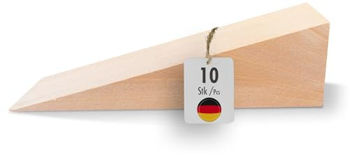 haggiy Hardwood Wedge - Wooden Wedge Set - Natural Beech Wedges - Door Stopper - Ideal for Furniture, Assembly, DIY - (LxWxH) 150 x 50 x 40 mm (10 Pcs.)