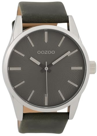 Oozoo Herrenuhr mit Lederband 45 MM Dunkelgrau/Dunkelgrau C9628