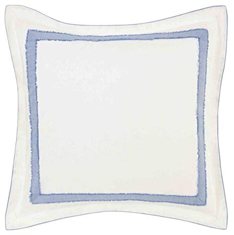 Laura Ashley Mila Euro-Kissenbezug, 66 x 66 cm, Blau | Ramie-Baumwoll-Mischgewebe, Bordüre, weich strukturierte Oberfläche, eleganter Schlafzimmerakzent, pflegeleicht, 66 x 66 cm