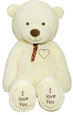 TEDBI Teddybär 200cm | Farbe Creme | Groß Teddy Bear Plüschbär Stofftier Kuscheltier Plüschtier XXL Teddi Bär mit Stickerei I Love You Ich Liebe Dich