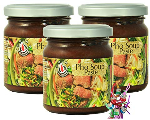 3er Pack - [ 3x 195g ] FLYING GOOSE Würzpaste für Pho (vietnamesische Suppe) + ein kleiner Glücksanhänger gratis