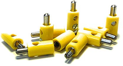BELI-BECO 61/7 Querlochstecker - Miniatur-Bananenstecker mit Stift-Ø: 2,6mm - 10 Stück (Gelb)