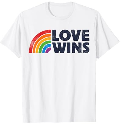 LGBTQ Love Wins Gay Pride LGBT Ally Rainbow Flag Vintage T-Shirt